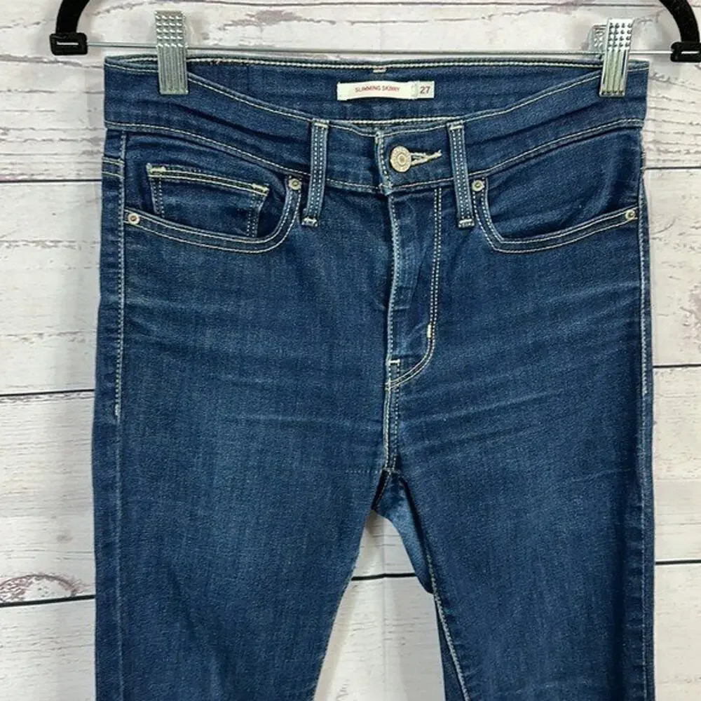 Levis Jeans Womens 27 Blue Skinny Dark Wash‎ Slimming Stretch Casual Minimalist